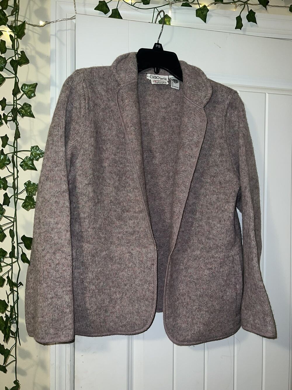 Ciao sport for talbots purple 100% wool blazer overcoat open no buttons small